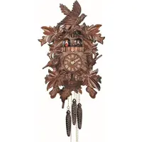 Engstler - 640_QMT - Koekoeksklok - Kwarts - Notenhout - met muziek met dansend paar - 46 cm