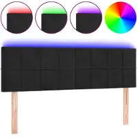vidaXL Hoofdbord LED 144x5x78/88 cm fluweel zwart