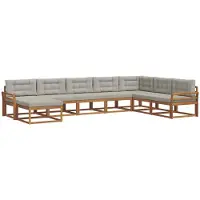 vidaXL Buiten bank set 8 st Natuurlijk en Licht Grijs