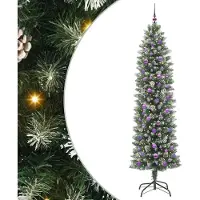Syfax Kunstmatige slanke kerstboom Groen en Wit 240 cm