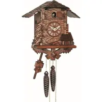 Engstler - 437_QM - Koekoeksklok - Kwarts - Notenhout - met muziek - 26 cm