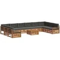 vidaXL Sofa-Sets 11 st Natuurlijk en Antraciet Massief Acacia Hout