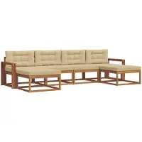 vidaXL Buiten bank set 6 st Natuurlijk en Beige