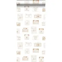 ESTAhome behang instant camera’s glanzend koper bruin - 53 cm x 10.05 m - 138842