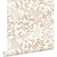 ESTAhome behang bloemen en vogels wit, beige en zacht roze - 53 cm x 10.05 m - 139866