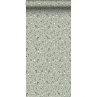 ESTAhome behang bloemetjes vergrijsd groen - 53 cm x 10.05 m - 139287