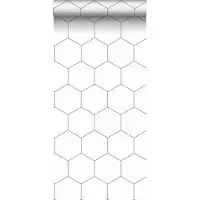 ESTAhome behang hexagon zwart wit - 53 cm x 10.05 m - 139311