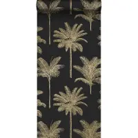 ESTAhome behang palmbomen zwart en goud - 53 cm x 10.05 m - 139322
