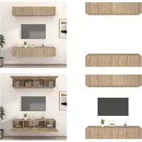 vidaXL Tv-meubels 4 st 80x30x30 cm bewerkt hout sonoma eikenkleurig - Tv-kast - Tv-kasten - Tv-meubel - Hifi-meubel