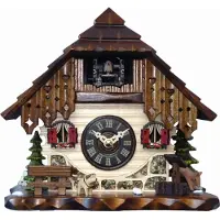 Engstler - 40310_QM - Koekoeksklok - Kwarts - Notenhout - met muziek - 22 cm