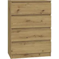 VBChome Kommode met 4 laden, 70 x 40 x 97 cm, eikenhout Artisan. Handgreeploze ladekast, multifunctionele kast voor hal, slaapkamer, woonkamer, kinderkamer. Modern, eikenhout Artisan