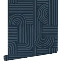 ESTAhome behang grafisch 3D motief donkerblauw - 53 cm x 10.05 m - 139939