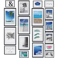 Bomoe fotolijst set van 18 fotolijsten - fotocollagelijsten voor fotowand - fotolijstje van kunststof - fotocollage lijsten in verschillende maten zwart - Paradise