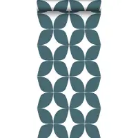 ESTAhome behang grafisch motief vergrijsd donker blauw en wit - 53 cm x 10.05 m - 139100