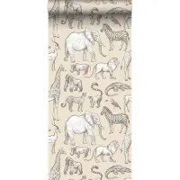ESTAhome behang jungle dieren beige - 53 cm x 10.05 m - 139511