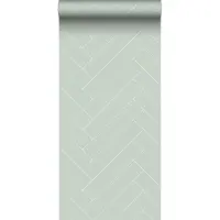 ESTAhome behang visgraat-motief mintgroen en wit - 53 cm x 10.05 m - 139221