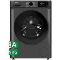 Chiq 9 kg frontlader wasmachine, donkergrijs, energieklasse A, grote trommel 530 mm, 1400 toeren, 16 programma's, stoomwassen & 1-touch slim wassen JW95883G