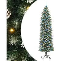 Syfax Kunstmatige slanke kerstboom met 300 LED Groen en Wit 240 cm
