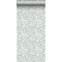 ESTAhome behang bloemmotief vergrijsd groen - 53 cm x 10.05 m - 139329