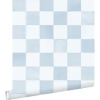 ESTAhome behang geblokt motief blauw - 53 cm x 10.05 m - 131286