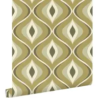 ESTAhome behang retro ornamenten vergrijsd groen - 53 cm x 10.05 m - 130987