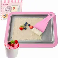 Löwenthal Rolled Ice Cream Maker - Zelf IJs Maken - Incl. 2 Spatels en Receptenboekje - Zonder stroom - Koelt tot -18°C - Teppanyaki - IJsmaker IJsmachine - IJsrolplaat - Roze -