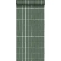 ESTAhome behang kleine tegeltjes vergrijsd groen en wit - 53 cm x 10.05 m - 139031