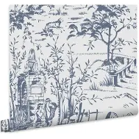 Laura Ashley Toile de Jouy Behang - Dieren - 10mx52cm - Blauw