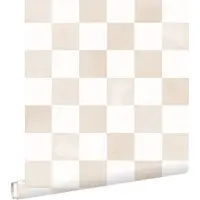 ESTAhome behang geblokt motief beige en wit - 53 cm x 10.05 m - 131291