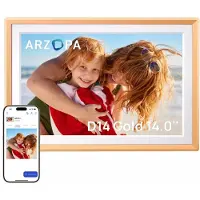 Arzopa D14 14-inch metalen digitaal fotolijstje met gratis cloudopslag, onbeperkte foto's en video's, app-deling, 1920 x 1200 FHD-touchscreen, elektronisch fotolijstje, cadeau voor familie