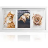 Bomoe Galeria fotolijst collage - fotokader collage voor 3 foto's 13x18cm - wit fotolijst hout kunststof glas & passe-partout voor fotocollageen