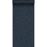 ESTAhome behang ginkgo bladeren donkerblauw - 53 cm x 10.05 m - 139619