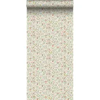ESTAhome behang bloemetjes okergeel, zacht roze en terracotta - 53 cm x 10.05 m - 139467