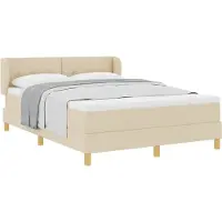 vidaXL Boxspring bed met hoofdeinde Crème 140 x 200 cm Stof