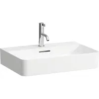 Laufen Val fontein onderzijde geslepen 60x42cm met 1 kraangat met overloop met LCC wit