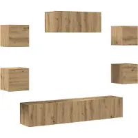 Syfax 7-delig Tv-meubelset wandmontage artisanaal eiken