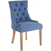 CLP Aberdeen Eetkamerstoel - Zonder armleuning - Hout - Stof - blauw antiek licht
