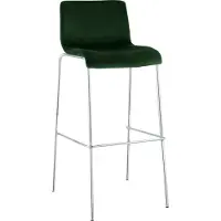 CLP Barkruk Hover - met rugleuning - vierpoot frame Chroom - velvet - fluweel - groen/chroom