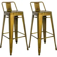 CLP barkrukset van 2 stuks met rugleuning, in industriële stijl "Mason", met rugleuning | Kleur: goud