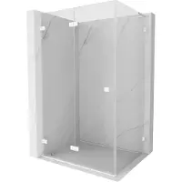 Mexen Lunar-F L vouwbare douchecabine links 100 x 80 , transparant, wit - 836L-100-080-20-00-L