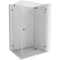 Mexen Lunar-F opvouwbare douchecabine rechts 100 x 80 , transparant, roze goud- 836-100-080-60-00-P