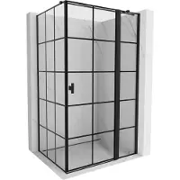 Mexen Mist T douchecabine uitslaande deur rechts 105 x 110 , zwart raster, zwart - 8A4T-105-110-70-77-P
