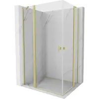 Mexen Mist Duo douchecabine scharnierend 100 x 95 , transparant, geborsteld goud - 8A4-100-095-55-00