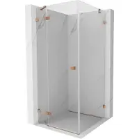 Mexen Lunar douchecabine scharnierend links 90 x 90 , transparant, geborsteld koper - 834-090-090-65-00-L