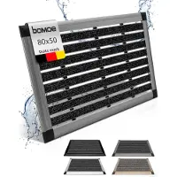 Bomoe deurmat buiten - 50x80 cm vloermat van aluminium - deurmatten met rubber - muduster antislipmat blauw gris metallic AluGant