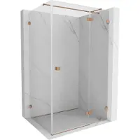Mexen Lunar T draaibare douchecabine rechts 75 x 80 , transparant, geborsteld koper - 834T-075-080-65-00-P