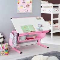 CARO-Möbel Kinderbureau SARI, kantelbaar en in hoogte verstelbaar, in wit/roze