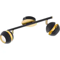 Eglo Led plafondspot Nocito 2 lichts zwart met goud