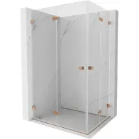 Mexen Lunar-F Duo vouwbare douchecabine 100 x 75 , transparant, geborsteld koper - 836-100L-075P-65-00
