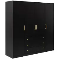 Vente-unique Kast met 4 deuren en 3 lades - L196 cm - Zwart - LIZANDRO
